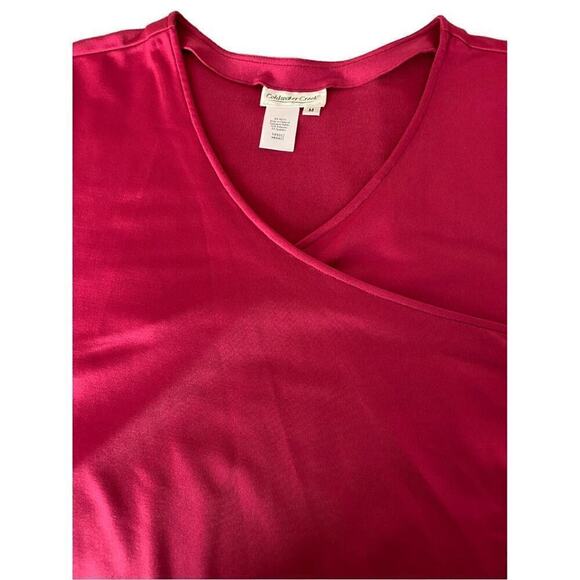 Blouse top shirt bright red long sleeve wrap front V-neck sheared side, medium
C - Picture 7 of 7